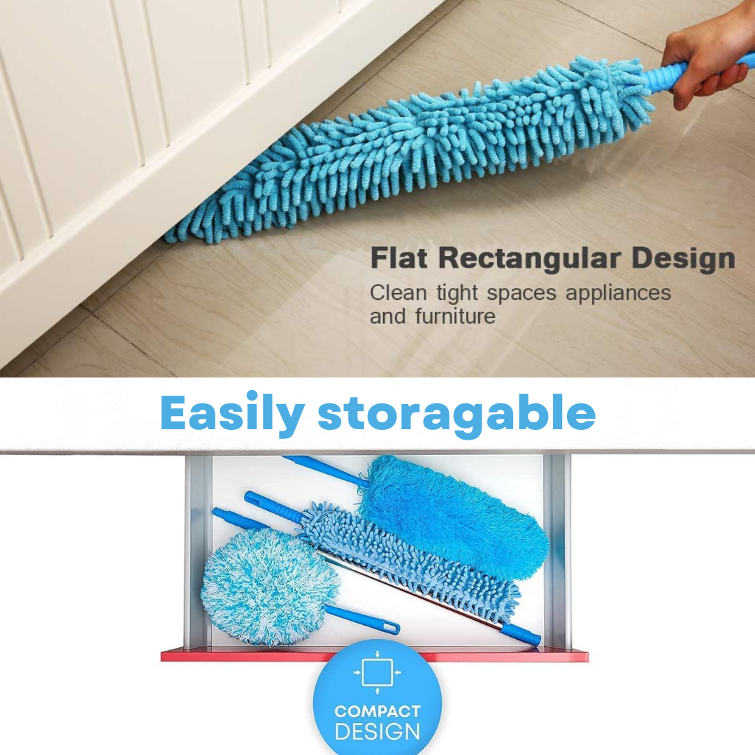 Micro Fiber Fan Duster Flexible Duster With Telescopic Stainless Steel Handle