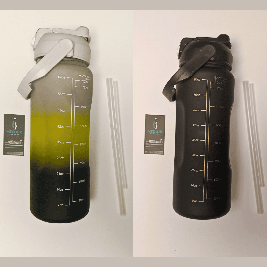 Set of 3 Motivational Water Bottle Set with Time Marker & Straw