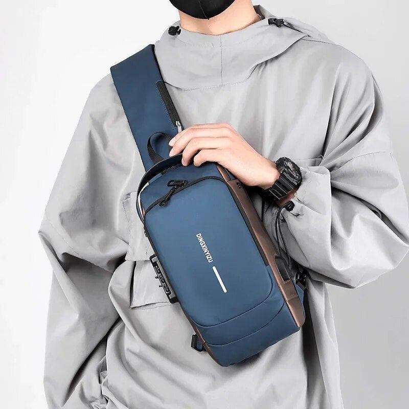 Men Anti Theft Chest Bag Shoulder USB Charging Crossbody Package School Short Trip Messengers Gym Men's Sling Sports (Random color) - MedAir Traders