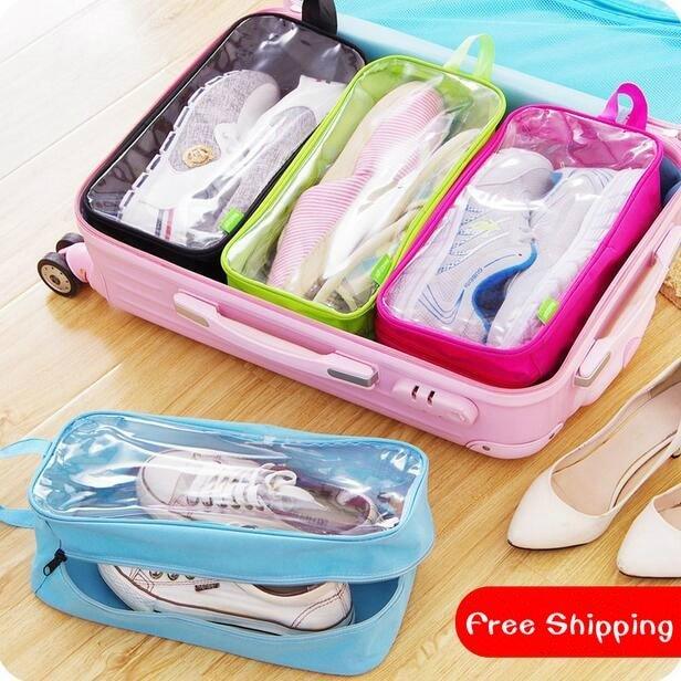 Pack of 4 - Travel Shoes Organizer Storage Bag (Random Color) - MedAir Traders