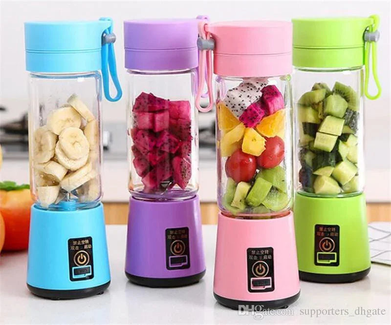 hand juicer maker fruit blender usb blender kitchen mixer kitche-6-Blade Portable Home USB Rechargeable Electric Fruit Extractor Juice Blender Machine(random color) - MedAir Traders