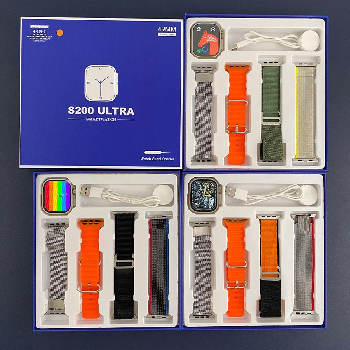S200 ultra Smart Watch With 4 Straps (Random Color) - MedAir Traders