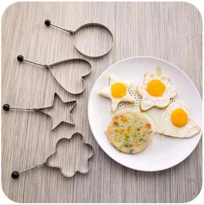 Pack of 4 Egg Shaper Kitchen Tools Star, Heart, Round, Flower Shaped Stainless Steel - (random color ) - MedAir Traders