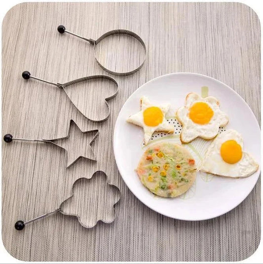 Pack of 4 Egg Shaper Kitchen Tools Star, Heart, Round, Flower Shaped Stainless Steel - (random color ) - MedAir Traders