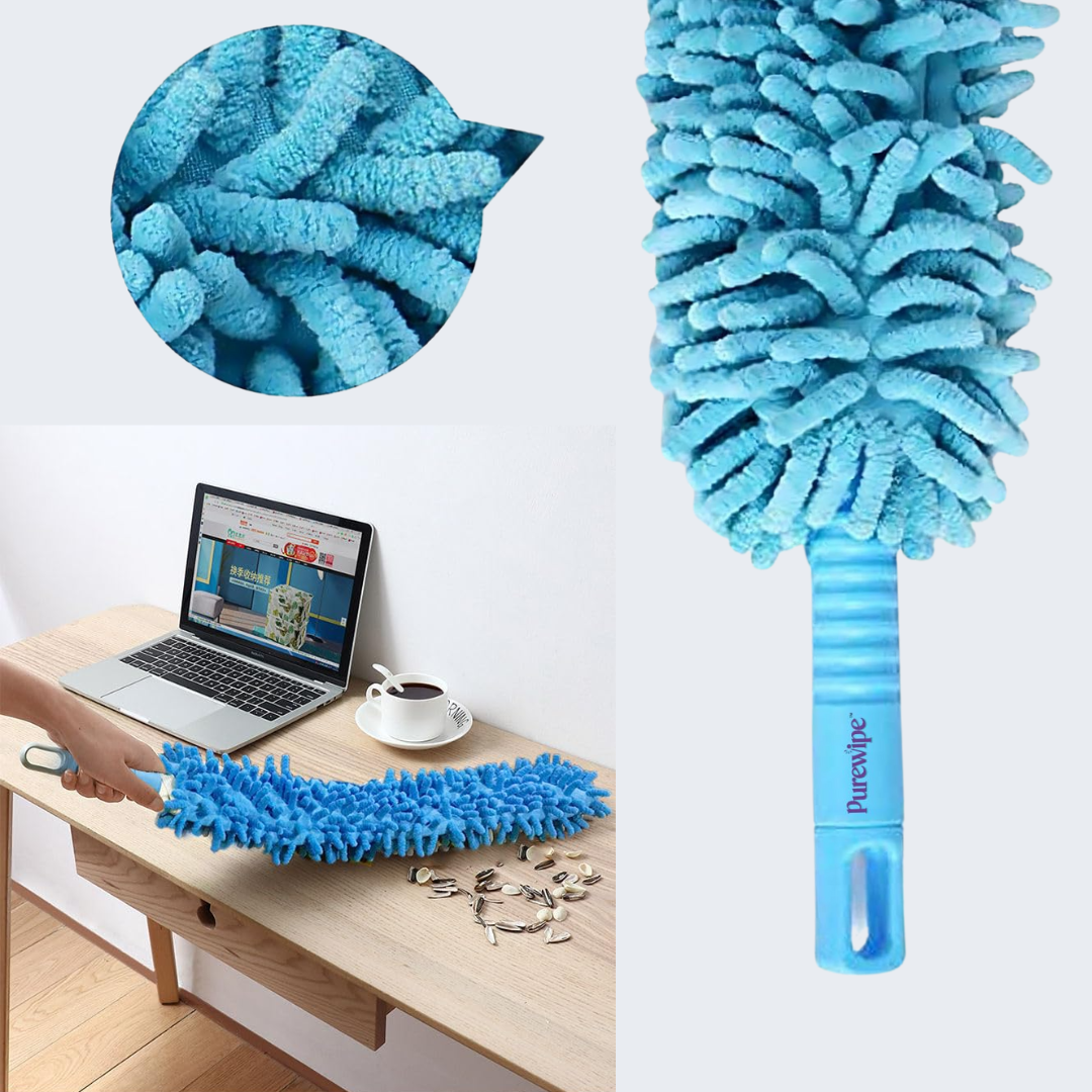 Micro Fiber Fan Duster Flexible Duster With Telescopic Stainless Steel Handle
