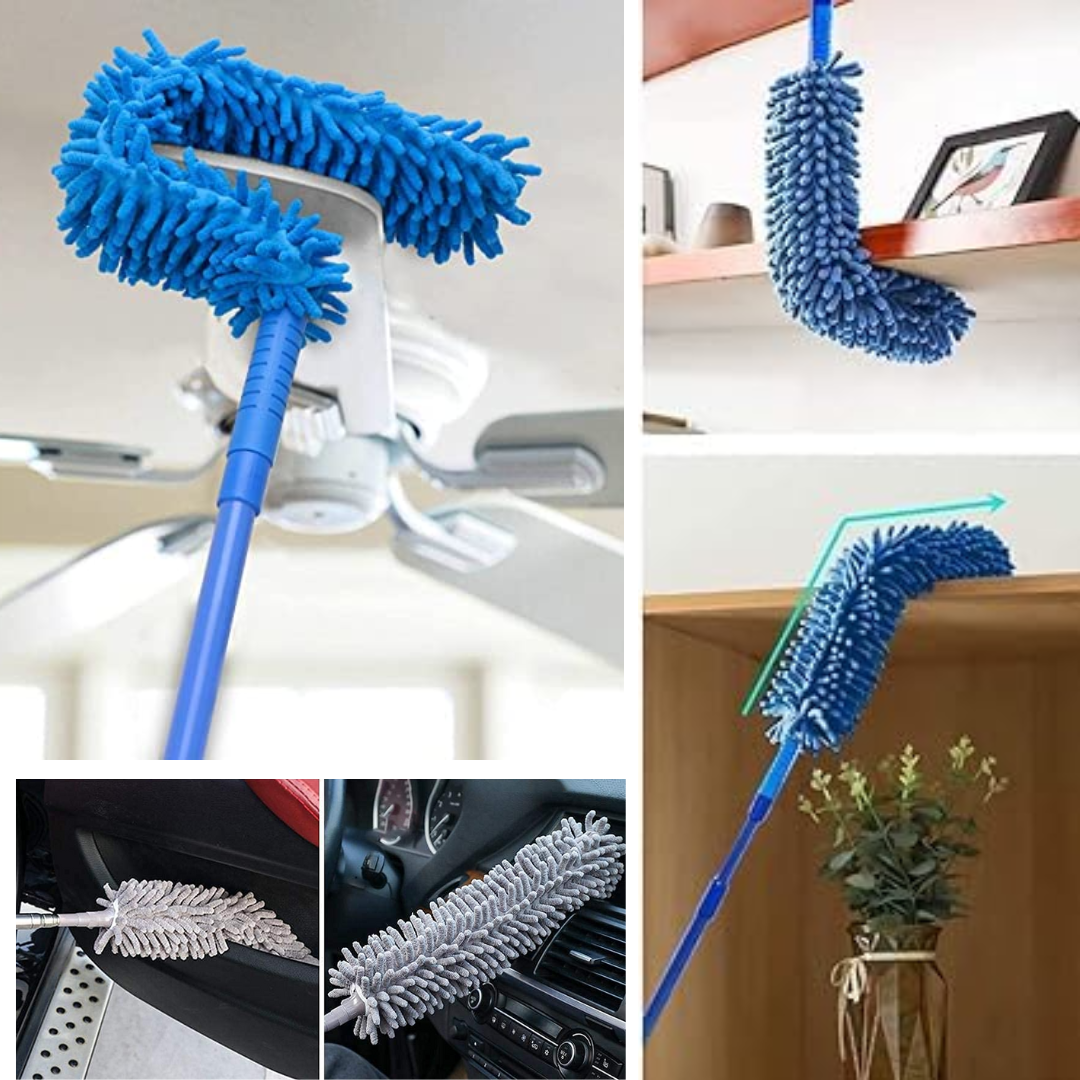 Micro Fiber Fan Duster Flexible Duster With Telescopic Stainless Steel Handle