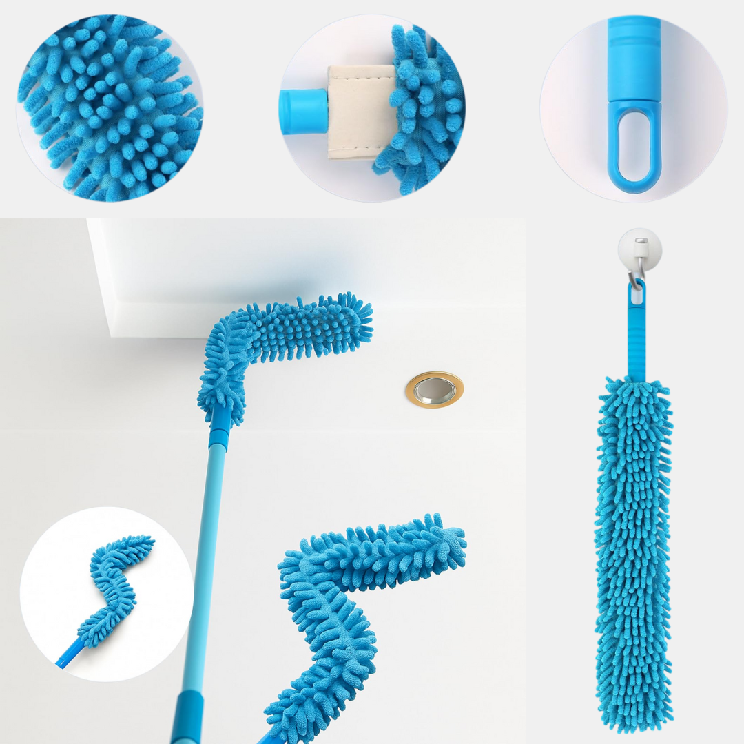Micro Fiber Fan Duster Flexible Duster With Telescopic Stainless Steel Handle