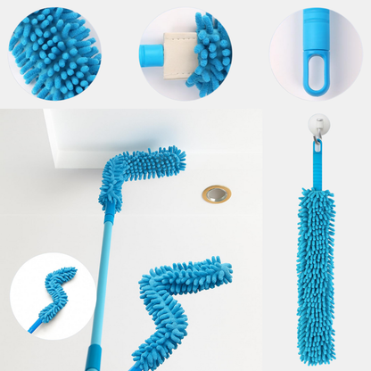 Micro Fiber Fan Duster Flexible Duster With Telescopic Stainless Steel Handle