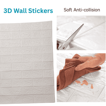 Easy Install 3D Wall Stickers White Brick - 6-Pack
