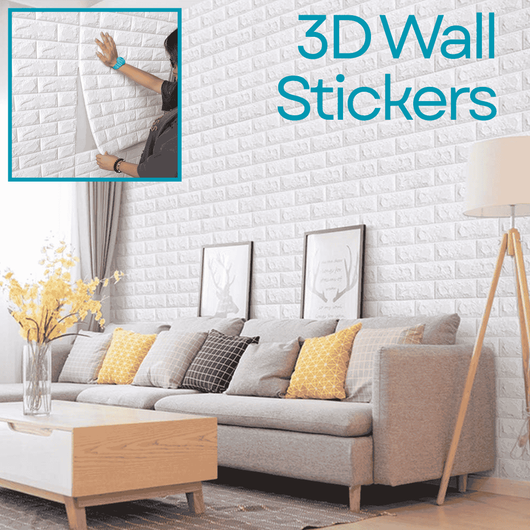 Easy Install 3D Wall Stickers White Brick - 6-Pack