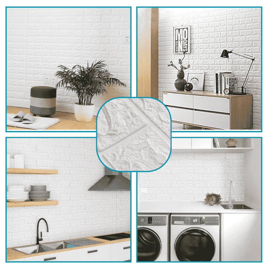 Easy Install 3D Wall Stickers White Brick - 6-Pack