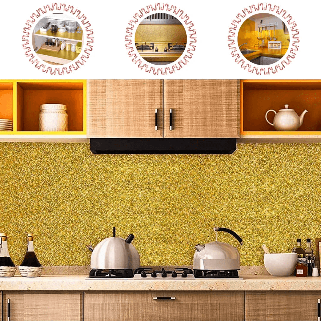 Pack of 2 Golden Aluminum Foil Self-Adhesive Wallpaper - MedAir Traders