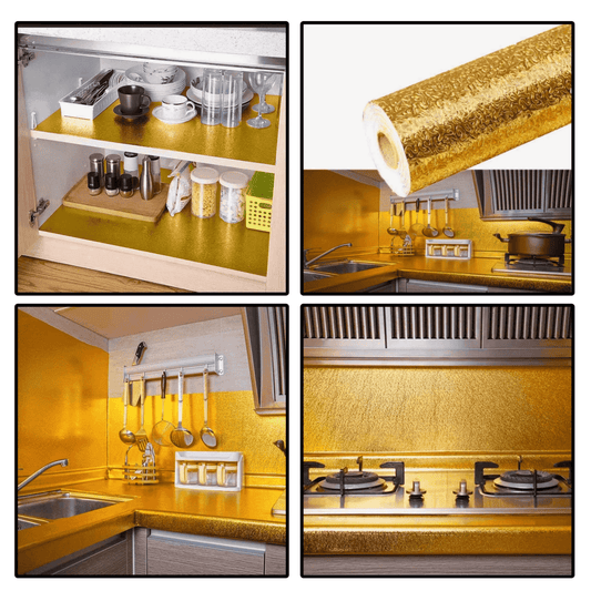 Pack of 2 Golden Aluminum Foil Self-Adhesive Wallpaper - MedAir Traders