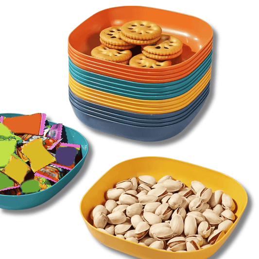 Square Plate Set (Set of 10 Pieces) | Multi-Function Dinner Plates for Snacks