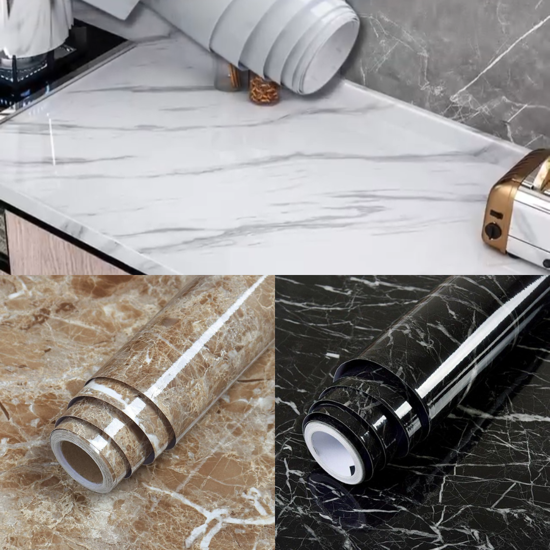 Pack Of 2 Self-Adhesive Marble Sheet for Kitchen & Home - 60x200cm