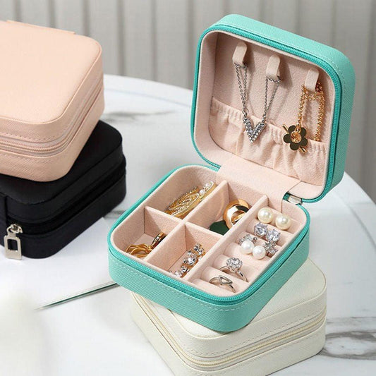 Jewelry Storage Box leather Jewelry Stand Earrings Ring Box Cosmetics Beauty Container Organizer (random color) - MedAir Traders
