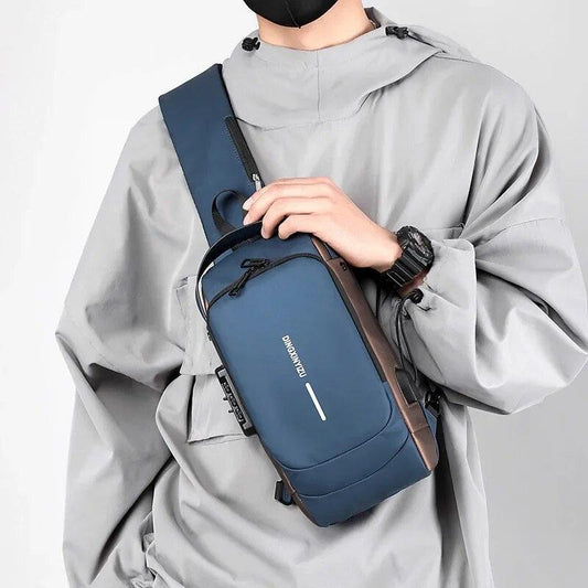 Men Anti Theft Chest Bag Shoulder USB Charging Crossbody Package School Short Trip Messengers Gym Men's Sling Sports (Random color) - MedAir Traders