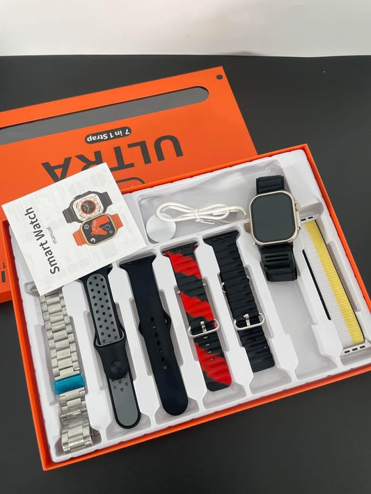 7 In 1 Ultra Smart Watch Series 8 Wireless Charging 7 Straps(Random color) - MedAir Traders