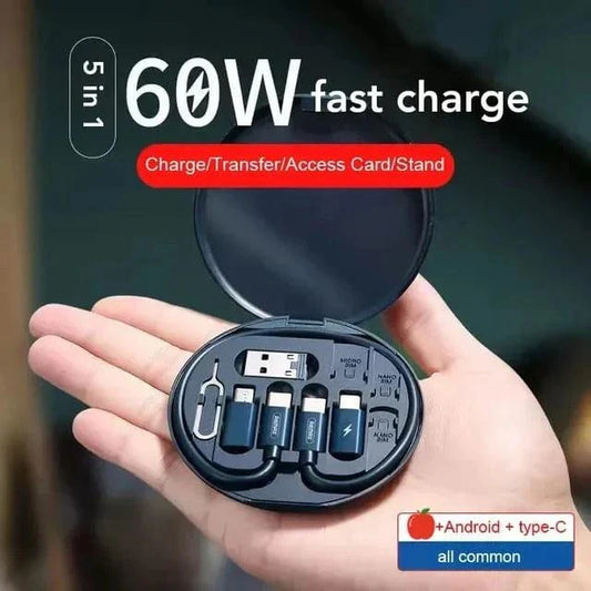 Multifunctional Data Cable Set 60W Fast Charging Cable for Android &amp; Iphone (Random color) - MedAir Traders