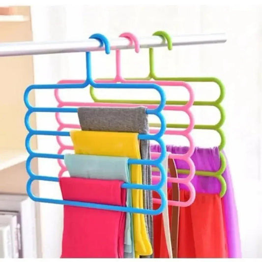 5 Layer Magic Hangers Hanger: Anti-Slip Multi-Purpose and Multi-Functional Magic Multiple Layer Trousers Hangers Hanger - Multifunction Pants Closet Belt Holder Rack S-Type 5 Layers Saving Space Hangers Hanger - MedAir Traders