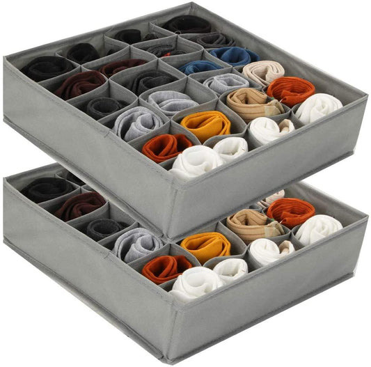 Pack Of 2 Foldable Women Underwear Separated Organizer Box Socks Storage - MedAir Traders