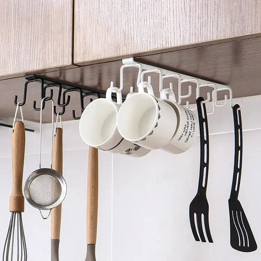 12 hooks Mug Cups Wine Glasses Storage Hooks Kitchen Utensil Ties Belt and Scarf Organizer Hanging Hook Rack Holder Under Cabinet Closet (random color ) - MedAir Traders