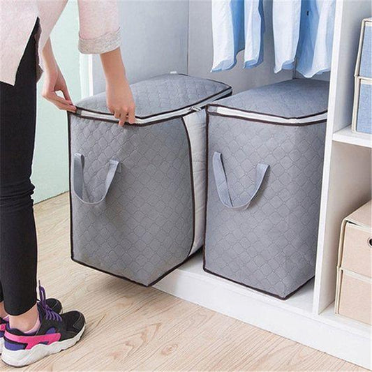 Pack Of 2 Portable Bamboo Charcoal Clothes Blanket Large Folding Bag Storage Box Organizer - MedAir Traders