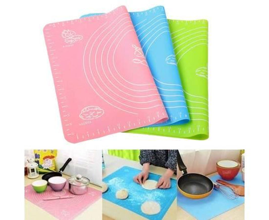 Non-Stick Silicone Baking roti Mat large size With Measurements Heat Resistant Cookie Sheet Oven Liner 40*50cm (Multi color) - MedAir Traders