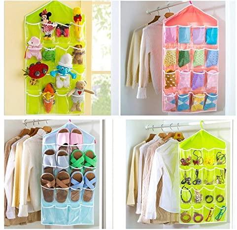 16 Pocket Closet Over Door Wall Hanging Storage Organizer Bag (Random Color) - MedAir Traders